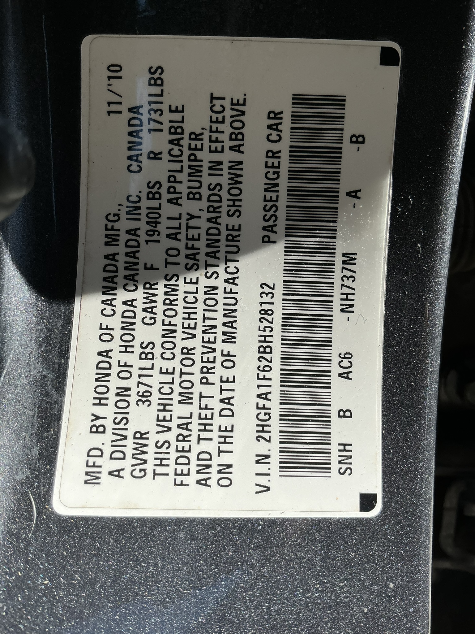 HONDA Civic LX-S 2011 Sedan/Saloon