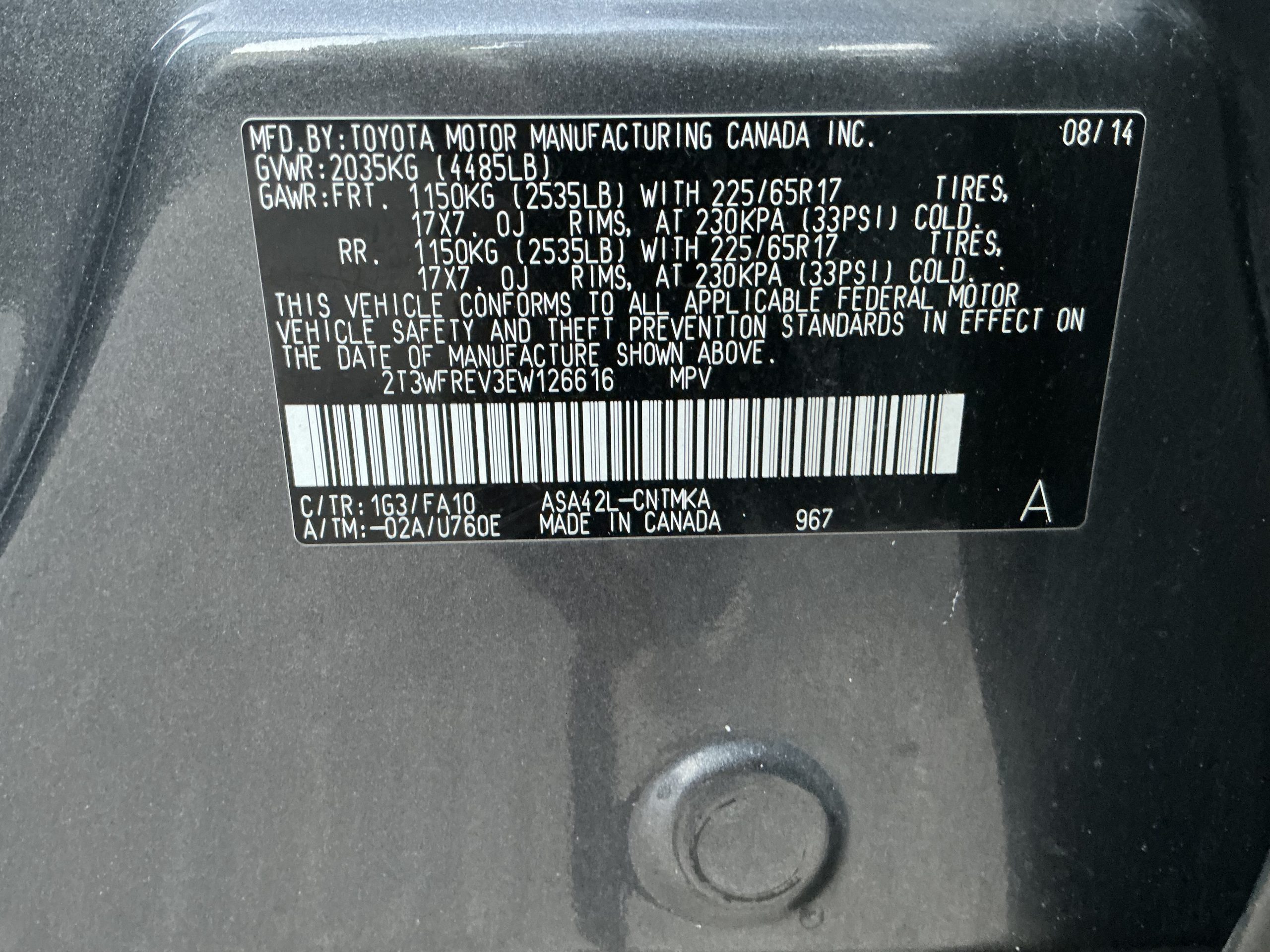 TOYOTA RAV4 Sports 2014 Sport Utility Vehicle (SUV)/Multi-Purpose Vehicle (MPV)